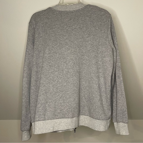 Eileen Fisher Organic Cotton Knit 2-way Zip Bomber Jacket in Gray, Size L - Picture 3 of 14